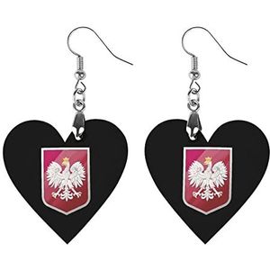 Poolse Vlag Adelaar Mode Leuke Oorbellen Grappige Geschilderde Houten Sieraden Geschenken Voor Vrouwen Ster