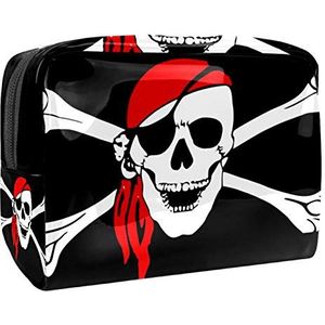 Make-uptas PVC toilettas met ritssluiting waterdichte cosmetische tas met piraat grappige schedel voor vrouwen en meisjes