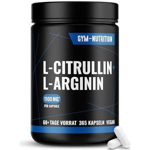L-arginine + citrulline in hoge dosering - 365 capsules - 6.785 mg dagelijkse dosis, voorraad voor meer dan 60 dagen - veganistisch & geproduceerd in Duitsland