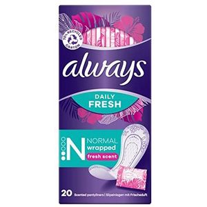Always Dailies afzonderlijk verpakte, normale verse slip-inlegstukken, 20 inzetstukken