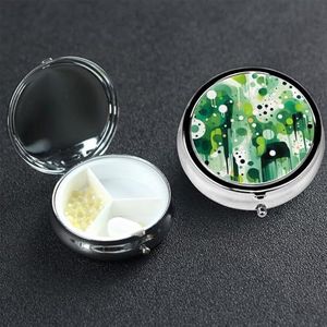 Onregelmatig patroon pillendoosje 3 compartimenten pillendoos ronde pil organiseren metalen waterdichte geneeskunde organizer doos voor reizen kleine pillencontainer draagbaar voor supplementen