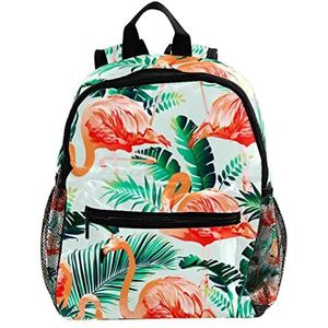 Tropische Flamingo Groene Leuke Mode Mini Rugzak Pack Bag, Meerkleurig, 25.4x10x30 CM/10x4x12 in, Rugzak Rugzakken