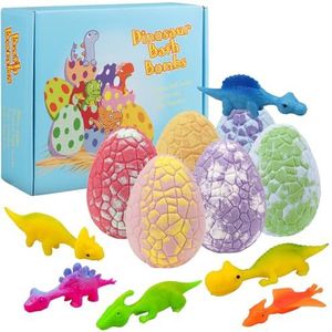 Jinlaili 6 Stuks Badbruisballen voor Kinderen met Verrassing Binnenin – Dinosaurus Cadeauset – Badbommetjes met Essentiële Olie – Kleurrijk Badplezier voor Jongens en Meisjes (B)