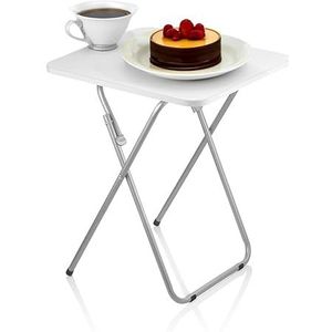 Zilan Opvouwbare tafel, kleine klaptafel, stabiele decoratieve tafel, campingtafel, tuintafel, multifunctionele tafel, mini-klaptafel, walker wit
