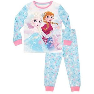 Disney Frozen Pyjamas | 100% Katoenen Kinderpyjamas | Lange Mouw Meisjes Pyjama Sets | Prinses Anna & Elsa Kinder Nachtkleding Blauw 92