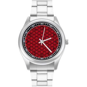 Rode Draak Schaal Mannen Rvs Horloges Quartz Polshorloge Gemakkelijk te Lezen Custom Gift Voor Papa Vriend