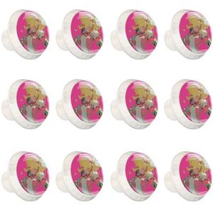 XYMJT voor Princess Peach witte ronde ladetrekkers met schroeven (12 stuks) - ABS en glazen kasthandgrepen, 35x28x17 mm - kastbeslag voor keuken en dressoir