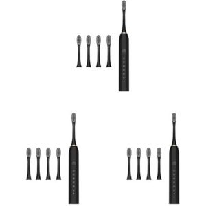 3 Set van Elektrische Tandenborstel 4 Tanden Hoofden IPX7 Waterdichte Automatische Tandenborstel Zwart
