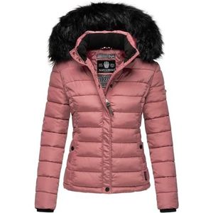 Navahoo Gewatteerde winterjas voor dames met afneembare bontkraag B355, Dark Rose, XL