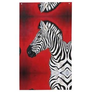 Zebra rood 3 x 5 ft lente vakantie banner kleurrijke paastuin vlag decoratieve huis vlag banner met doorvoertules voor buiten binnen paasfeest decor (klassieke stijl)