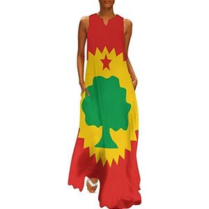 Vlag van de Oromo Liberation Front dames enkellengte jurk slim fit mouwloze maxi-jurken casual zonnejurk 3XL