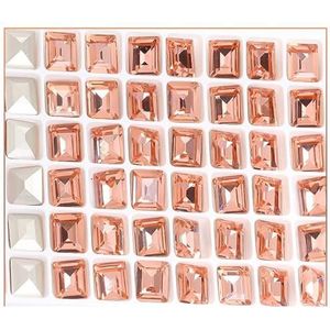 6x8mm Rechthoek Vorm Glas Kristal Steentjes Pointback Lijm Op Steentjes Nagel Decoratie DIY Accessoires Stenen-Licht Padp, 8x10mm 10 stks