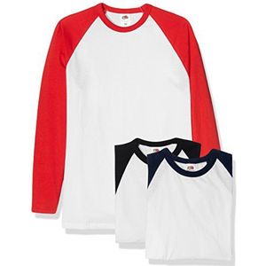 FRUIT VAN DE LOOM Heren Baseball Klassiek T-shirt met lange mouwen (Pack van 3)