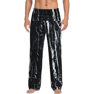 WYCZHY Zwart En Wit Marmeren Mannen Pyjama Bottoms Pyjama Broek Voor Mannen Lounge Slaap Bodem Pj Broek Zacht Met Zakken, Zwart, S