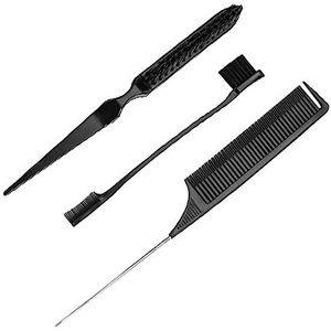 3 Stks Slick Brush Set Edge Brush voor Grooming Slicking Rand en Terug Borstelen Zwart