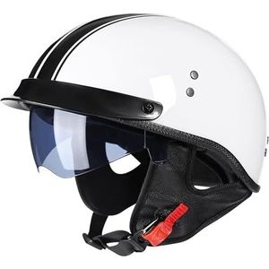 Motorhelm, ECE/DOT Goedgekeurde Motorfietshelm Met Halve Schaal, Open Motorhelm, Motorfietshelm Met Halve Schaal Voor Mannen En Vrouwen, Helm Voor Bromfiets, Scooter En Cruiser D,L=57-58CM
