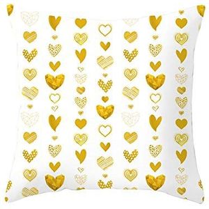 Ethereval Linnen Bed Kussenslopen Standaard Maat Katoen Outdoor Sofa Kussen Waterdicht Holle Gestreepte Stippen Harten Bank Indoor Kussenhoes Wit Goud - 50 x 50 cm