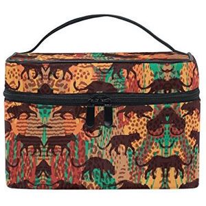 Exotische luipaardprint zwarte panter cosmetische tas organizer rits make-up tassen zakje toilettas voor meisjes vrouwen