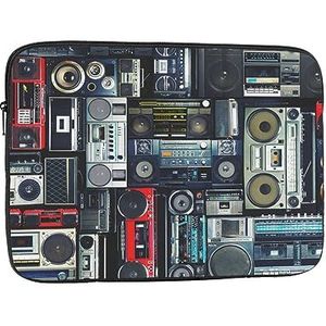 Vintage Muur van Radio Boombox print Laptop Case Waterdichte Schokbestendige Computer Sleeve cover Laptop Protector Voor Reizen Werk 17 inch