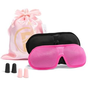 Pattys Travel Store: Slaapoogmasker, lichtblokkerende oogbedekking voor mannen/vrouwen, vliegtuigreizen, roadtrip, diepe oogcups voor hoofdpijnverlichting, comfortabel slaapmasker, verstelbaar 2-pack