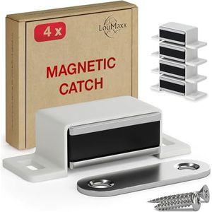 LouMaxx Magneetsnapper, sterk, houdkracht 4 kg, set van 4 in wit, deurmagneet, magneetsluiting, magnetische deursluiter, magneet voor kastdeur