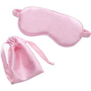 Cmis Kbei Zijden slapen oogmasker met draagtas tas reizen slaap oogschaduw voor vrouwen man dutje cover comfortabele oogpatch help rust (nr. 4roze)