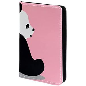 Paspoorthouder, paspoorthoes, paspoortportemonnee, reisbenodigdheden Panda roze zitten, Meerkleurig, 11.5x16.5cm/4.5x6.5 in
