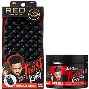 Red by Kiss Bow Wow X Twist King, wasbare en duurzame luxe roterende borstel en roterende badstof gel (zachte grip)