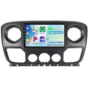 Android 15 2 Din Autoradio 9in Auto Stereo voor Nissan N400/Opel Movano Renauit Master III met Draadloze Carplay Android Auto Bluetooth GPS Navigatie FM Radio WIFI Stuurwielbediening(W-3(2G+32G))