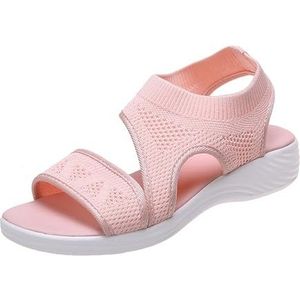 Orthopedische Sandalen for Dames, Zomersportsandalen, Ademende Gebreide Mesh-sandalen, Vrijetijdsstrandschoenen, Lichtgewicht, Comfortabele Wandelslippers (Color : Pink, Size : 37 EU)