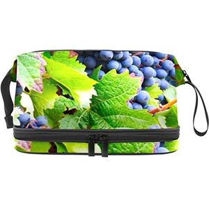 Grote capaciteit reizen cosmetische tas,Druif Fruit Grapevine,Make-up tas,Waterdichte make-up tas Organizer, Meerkleurig, 27x15x14 cm/10.6x5.9x5.5 in