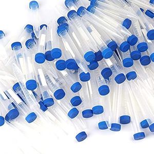 100 stuks 15 ml kunststof centrifuge buis, blauwe schroefdop, conische bodem, gegradueerde markeringen