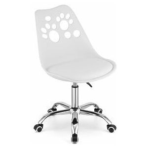 VBChome Bureaustoel, wit, roterend met hoog geregeld, computerstoel, werkstoel, kinderkamerstoel, eenvoudige montage, stoel van polypropyleen en kussen van eco-leer, wit