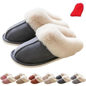 Dreamtoe-slippers for dames, winterwarme, met pluche gevoerde indoor-slippers, instapslipper, antislipzool(Dark Gray,41 EU)