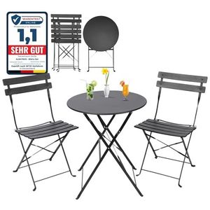 Albatros Bistroset 3-delig, zwart, bistrotafel met 2 stoelen, inklapbare stoelen en tafel van robuust metaal, optimaal als balkonmeubelset of tuinmeubelset in modern design