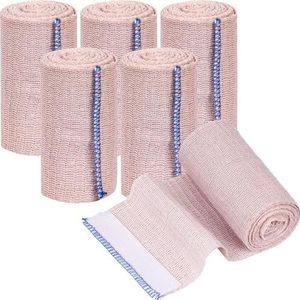 Premium - Compressieverband - 10 cm breedte - 1,7 m lengte - Pack van 6 elastische bandage wrap