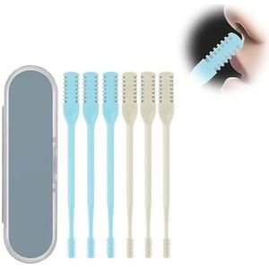 QTTRPCU 6 stuks 2-in-1 neushaartrimmer, dubbelzijdig neushaarmes, draagbaar 360° handmatige haartrimmer zonder stroom met oorpicker (2 kleuren)