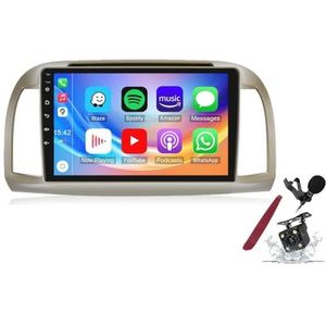 Android 15 Autoradio voor N-issan Micra 3 K12 (2002-2009) 9 inch 2K touchscreen Android hoofdunit multimedia speler met draadloze CarPlay, GPS BT 5G, WiFi, DSP en stuurwielbediening,Y3