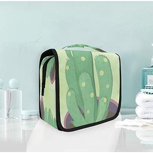 Groene cactus kunst opknoping opvouwbare toilettas make-up reisorganisator tassen tas voor vrouwen meisjes badkamer