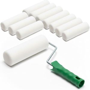 ToolSpace Verfrollers van Gladde Schuim met Handvat Hoge Dichtheid Rollers voor Hout Metaal Tegels Meubels Doe-het-zelfprojecten Email en Lak Wanddecoratie Beschilderen –15 cm Set van 10 Stuks