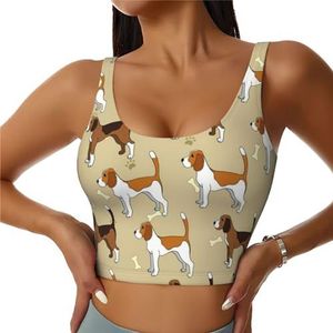 Cartoon Beagle Honden Print Casual Wear Vrouwen Sport Vest Yoga Vest Workout Vest Voor Vrouwen Lichtgewicht Trendy, Zwart, S