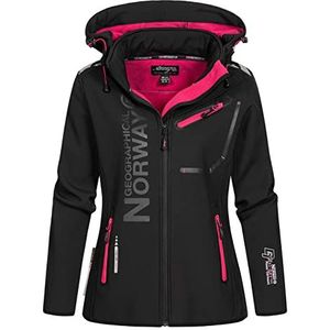 Geographical Norway REINE LADY - Softshelljas voor dames, waterdicht - outdoorjas met capuchon - winddicht - winterproof - geschikt voor outdooractiviteiten - zwart - S