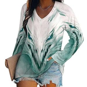 IJsdraak in witte steen nieuwigheid dames blouse tops V-hals tuniek t-shirt voor legging lange mouw casual trui