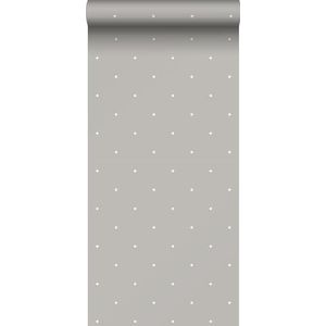 behang bloemetjes taupe en wit 53 cm x 10 m - van Sanders & Sanders