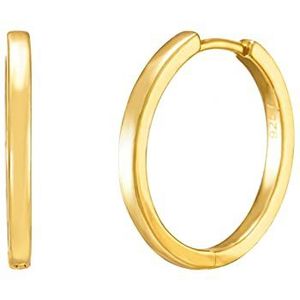 Oorbellen zilver 925. Basic creolen groot of klein. Sieraden dames verguld met 18 karaat (zilver en goud) voor vrouwen en meisjes. Diameter van de hoepel 12,5 of 20 mm., Sterling zilver, geelgoud 18