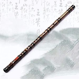 HTian Chinese Dizi, traditionele zwarte bamboe onderzoeksfluit, eenvoudige sectie C, D, E, F, G sleutel (kleur: F)