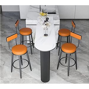 GZDZ Bar Stoelen Set van 4 Barkrukken met Rugleuning PU Lederen Zitting Zwart Metalen Benen Barkruk voor Ontbijt Bar Hoge Keuken en Thuis Zithoogte 55/65/70/75cm (geen tafel) (hoogte 75cm)