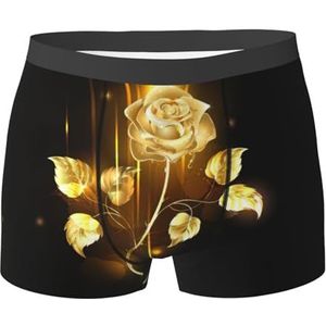 DEXNEL Heren ondergoed boxerslips zacht ademend ondergoed 1pack, gouden roos bloemen, Zwart, L