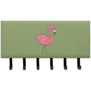 Roze Flamingo Sleutelhangers met 6 Haken Grote Wandmontage Sleutelhouder voor Entryway
