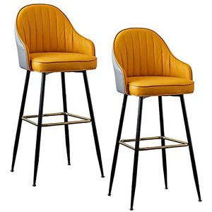 AADDFDD Barkrukken Bar Stoelen Barkruk Retro Design Bekleding Pu Lederen Bar Stoel Teller Hoogte Stoel met Rugleuning Koffie Shop Keuken Eetkamer Kussen Bar Stoel Set van 2